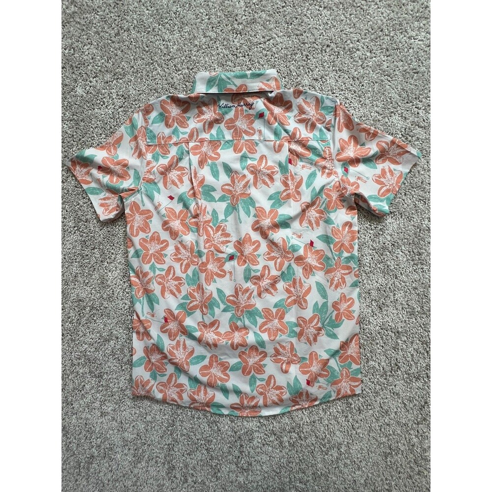 William Murray Golf Men’s Small Performance Floral Short Sleeve Button Up Shirt - Picture 5 of 8